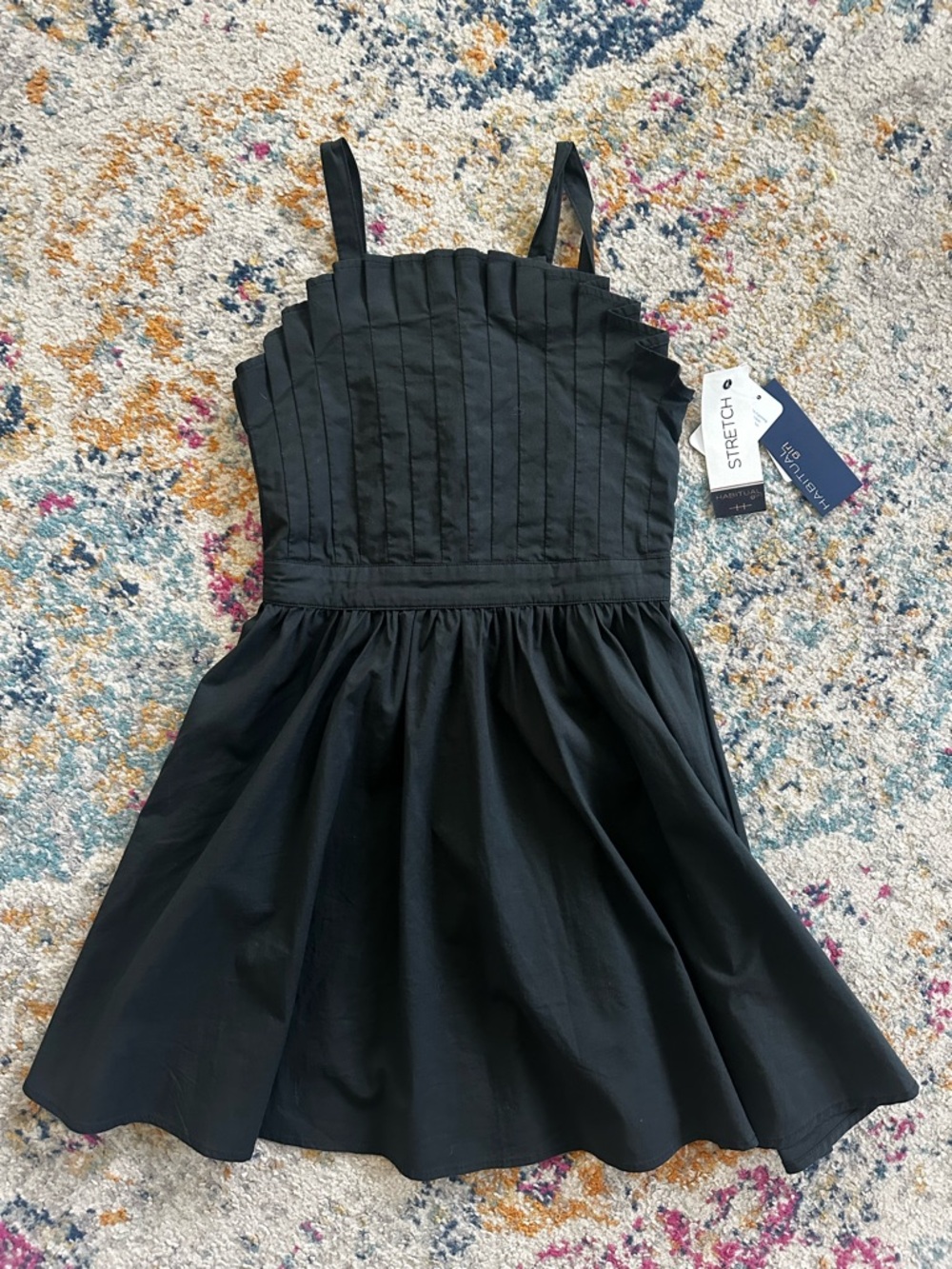 🆕 Habitual Black Pleated Bodice Fit-and-Flare Dress. Girls Size 10. 🖤